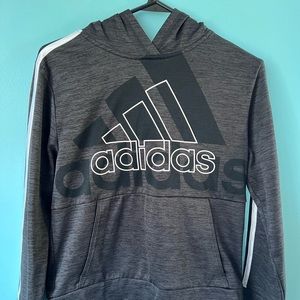Boys Black/Dark Gray Adidas Sweatshirt M (10/12) with White Arm Stripes